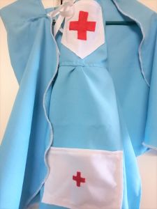 Kids Costumes to Hire - Nurse BLUE apron & cape - CHILD
